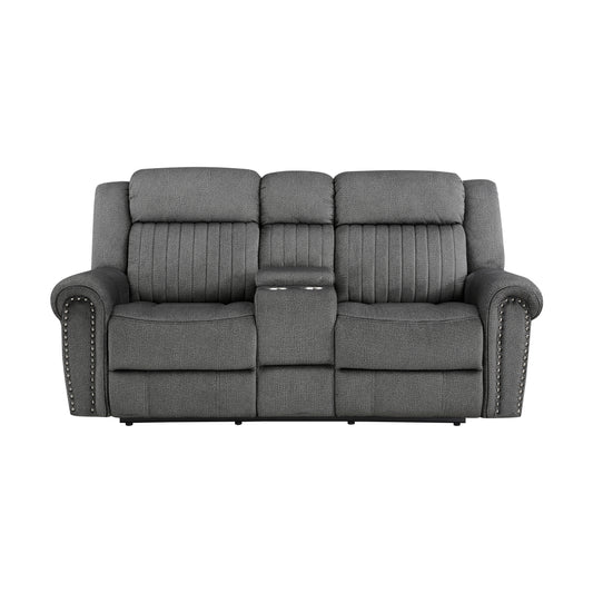 Homelegance Brennen Loveseat Power Reclining Charcoal with Center Console 9204CC-2PW
