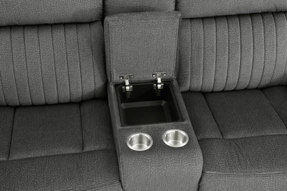 Homelegance Brennen Loveseat Power Reclining Charcoal with Center Console 9204CC-2PW