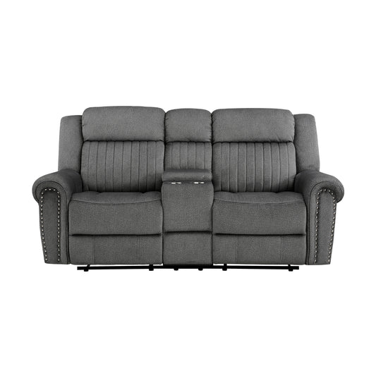 Homelegance Brennen Loveseat Reclining with Center Console in Charcoal 9204CC-2