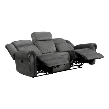 Homelegance Brennen Sectional Sofa Charcoal Microfiber Double Recliner 9204CC-3