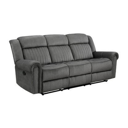 Homelegance Brennen Sectional Sofa Charcoal Microfiber Double Recliner 9204CC-3