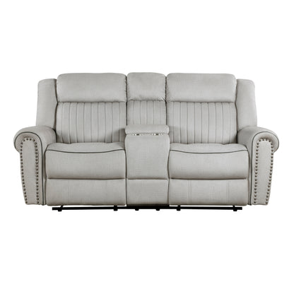 Homelegance Brennen Loveseat Reclining with Center Console in Mist 9204MT-2