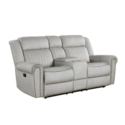 Homelegance Brennen Loveseat Reclining with Center Console in Mist 9204MT-2