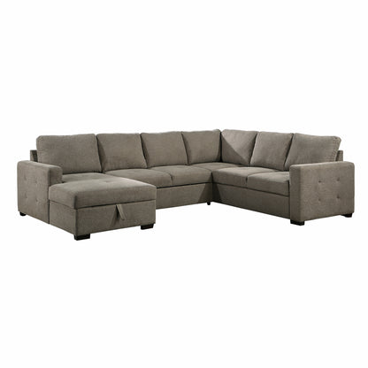 Homelegance Elton Sectional Sofa in Brown 9206BR-3LC3R