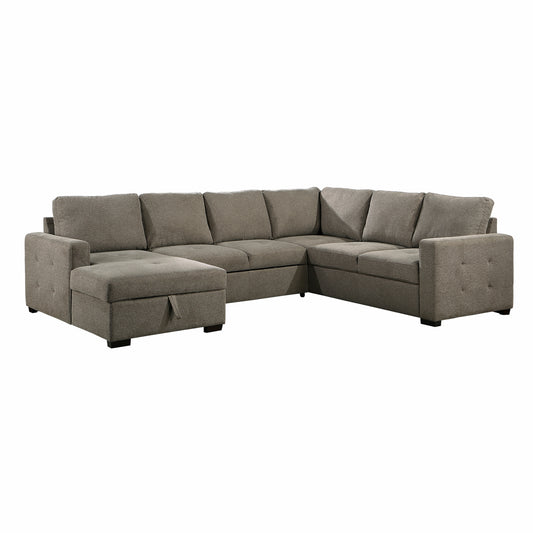 Homelegance Elton Sectional Sofa in Brown 9206BR-3LC3R