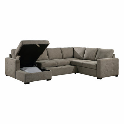 Homelegance Elton Sectional Sofa in Brown 9206BR-3LC3R