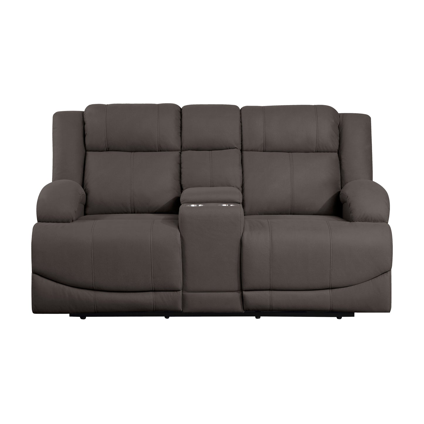 Homelegance Camryn Power Reclining Loveseat with Center Console in Chocolate 9207CHC-2PW