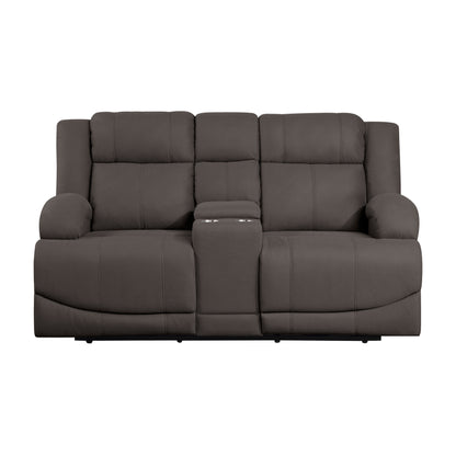 Homelegance Camryn Power Reclining Loveseat with Center Console in Chocolate 9207CHC-2PW