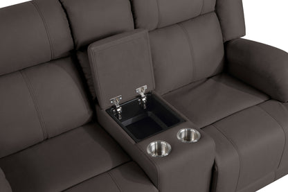 Homelegance Camryn Power Reclining Loveseat with Center Console in Chocolate 9207CHC-2PW