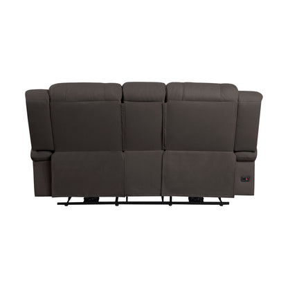 Homelegance Camryn Power Reclining Loveseat with Center Console in Chocolate 9207CHC-2PW