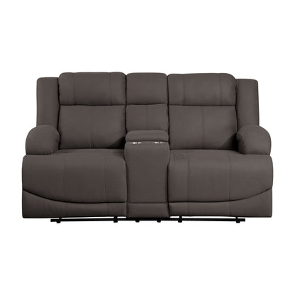 Homelegance Camryn Chocolate Reclining Loveseat with Center Console 9207CHC-2