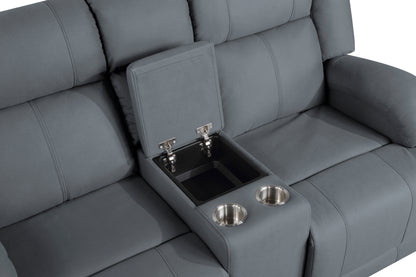 Homelegance Camryn Graphite Blue Reclining Loveseat with Center Console 9207GPB-2