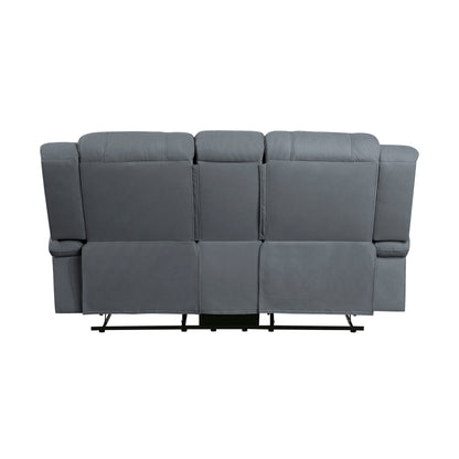 Homelegance Camryn Graphite Blue Reclining Loveseat with Center Console 9207GPB-2