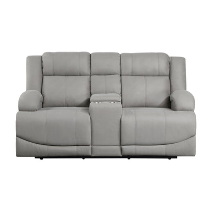 Homelegance Camryn Power Reclining Loveseat with Center Console in Gray 9207GRY-2PW