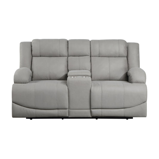 Homelegance Camryn Power Reclining Loveseat with Center Console in Gray 9207GRY-2PW