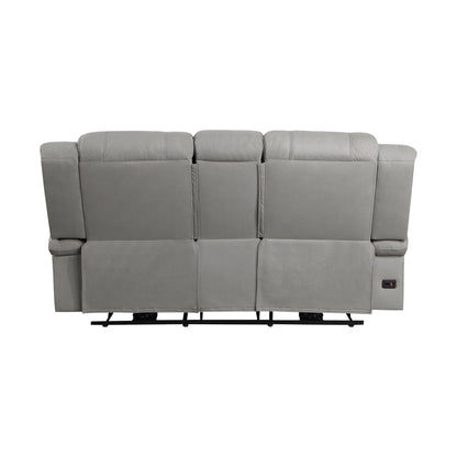 Homelegance Camryn Power Reclining Loveseat with Center Console in Gray 9207GRY-2PW