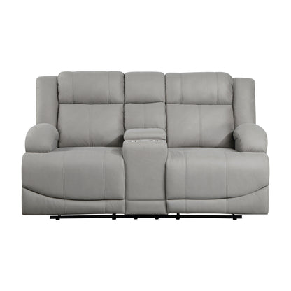 Homelegance Camryn Gray Reclining Loveseat with Center Console 9207GRY-2