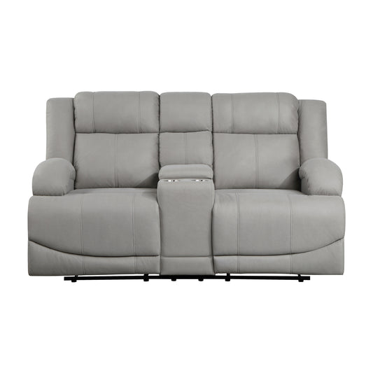 Homelegance Camryn Gray Reclining Loveseat with Center Console 9207GRY-2