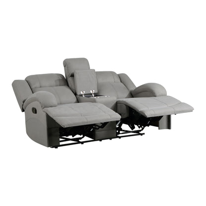 Homelegance Camryn Gray Reclining Loveseat with Center Console 9207GRY-2
