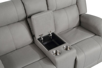 Homelegance Camryn Gray Reclining Loveseat with Center Console 9207GRY-2