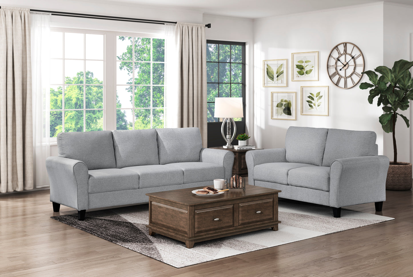 Homelegance Ellery Loveseat in Dark Gray Textured Fabric 9209DG-2
