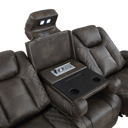 Homelegance Tabor Sectional Sofa Brownish Gray Power Reclining with USB 9211BRG-3PWH