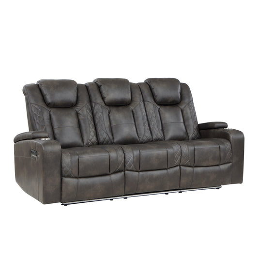 Homelegance Tabor Sectional Sofa Brownish Gray Power Reclining with USB 9211BRG-3PWH