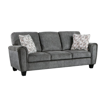 Homelegance Duncan Sectional Sofa Dark Gray Chenille with Abstract Pillows 9214GY-3