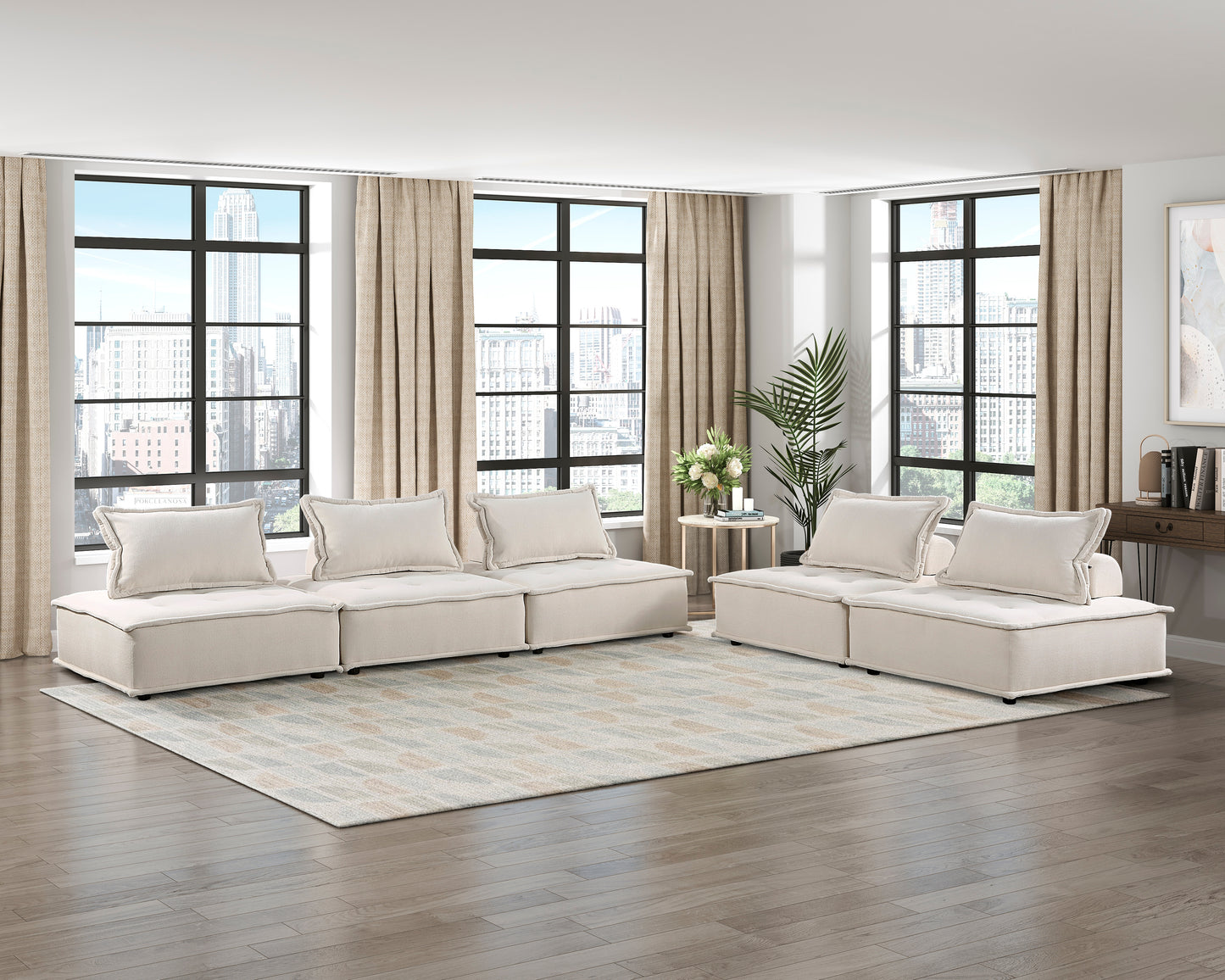 Homelegance Inman Accent Chair in Beige Boucle with Tufted Ottoman Style 9237BE-1