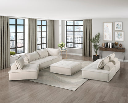 Homelegance Inman Accent Chair in Beige Boucle with Tufted Ottoman Style 9237BE-1