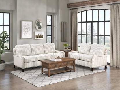Homelegance Landrum Loveseat in Beige and Gray Textured Fabric 9257-2