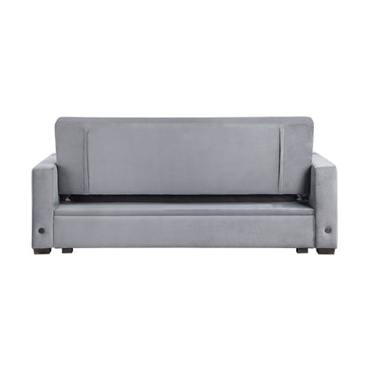 Homelegance Grady Gray Velvet Sectional Sofa with Storage and USB Ports 9258