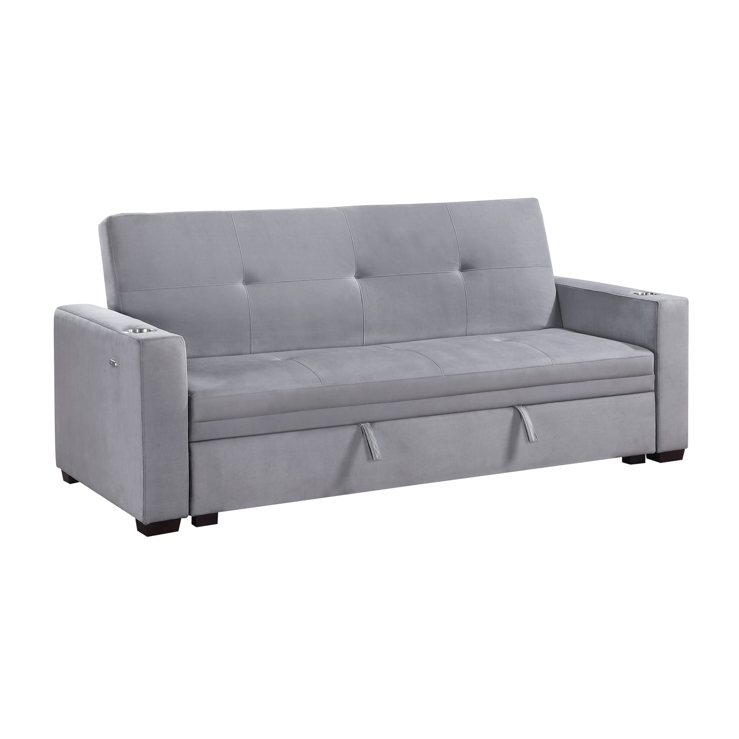 Homelegance Grady Gray Velvet Sectional Sofa with Storage and USB Ports 9258