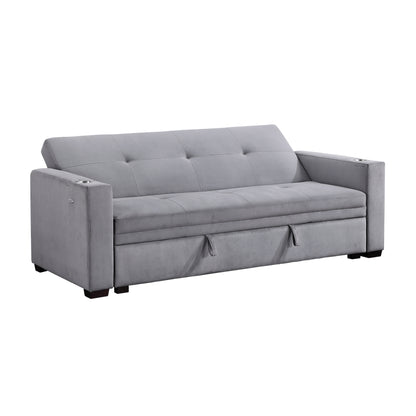 Homelegance Grady Gray Velvet Sectional Sofa with Storage and USB Ports 9258
