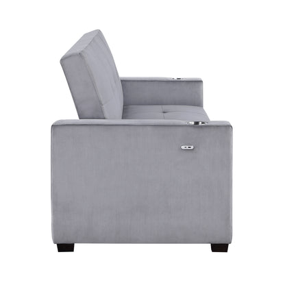 Homelegance Grady Gray Velvet Sectional Sofa with Storage and USB Ports 9258