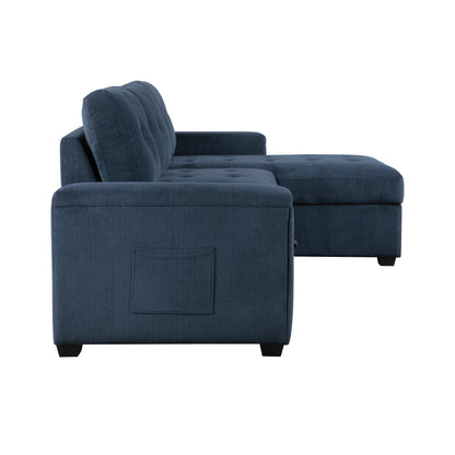 Homelegance Reversible Sectional Sofa Textured Blue 9259-SC