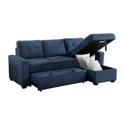 Homelegance Reversible Sectional Sofa Textured Blue 9259-SC