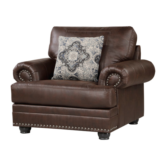 Homelegance Franklin Dark Brown Accent Chair with Nailhead Trim 9260DB-1
