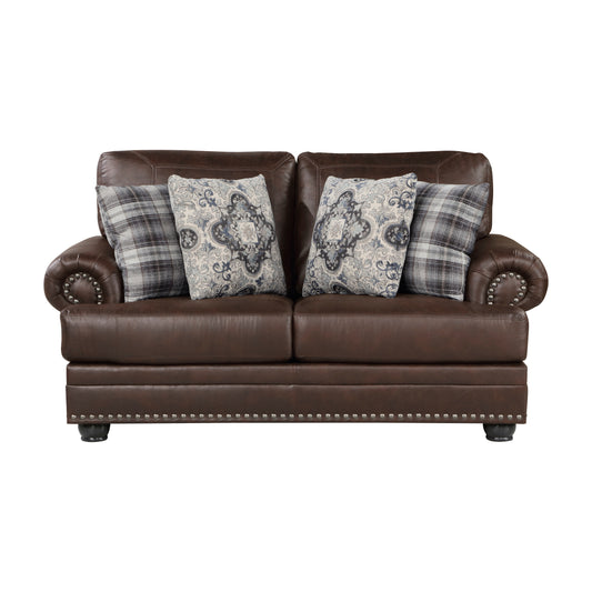 Homelegance Franklin Loveseat Dark Brown Polished Microfiber 9260DB-2