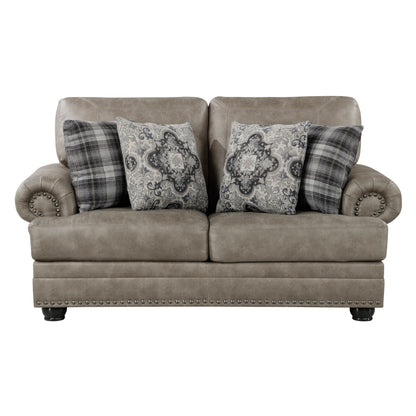 Homelegance Franklin Mushroom Brown Loveseat with Nailhead Trim 9260MS-2