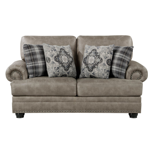 Homelegance Franklin Mushroom Brown Loveseat with Nailhead Trim 9260MS-2
