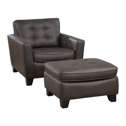 Homelegance Renzo Accent Chair in Brown Leather with Tufted Detail 9266BRW-1