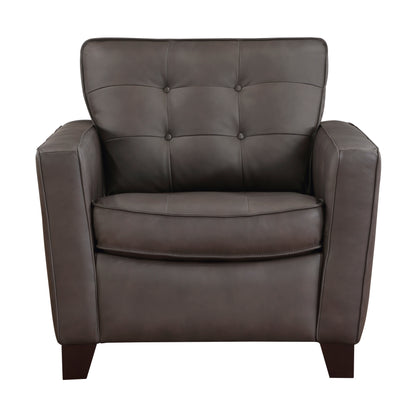Homelegance Renzo Accent Chair in Brown Leather with Tufted Detail 9266BRW-1