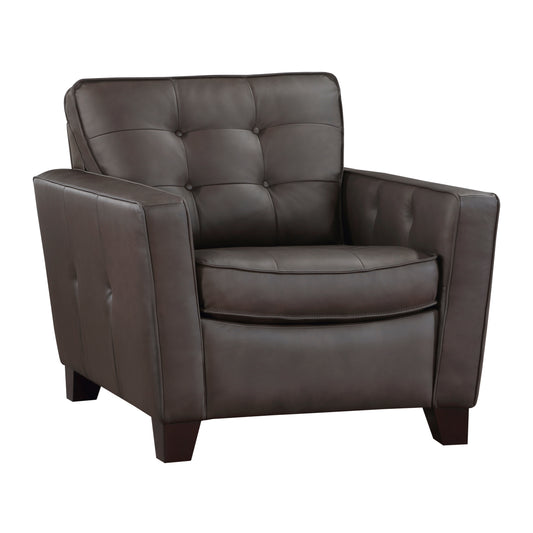 Homelegance Renzo Accent Chair in Brown Leather with Tufted Detail 9266BRW-1