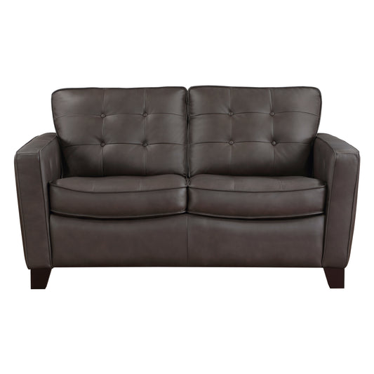 Homelegance Renzo Loveseat in Brown Top Grain Leather 9266BRW-2
