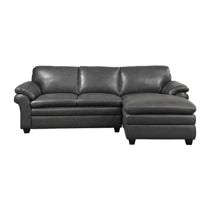 Homelegance Exton Gray Top-Grain Leather Sectional Sofa 9267GY-22LRC