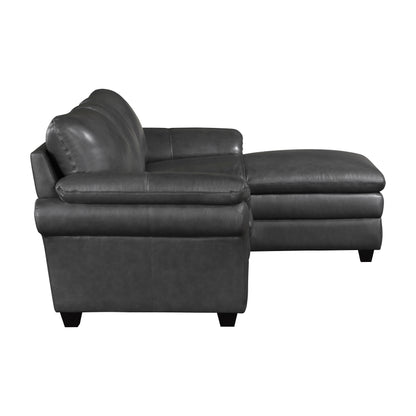 Homelegance Exton Gray Top-Grain Leather Sectional Sofa 9267GY-22LRC