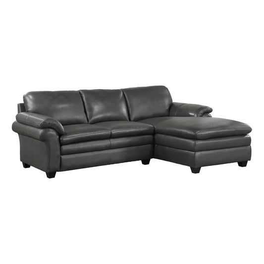 Homelegance Exton Gray Top-Grain Leather Sectional Sofa 9267GY-22LRC