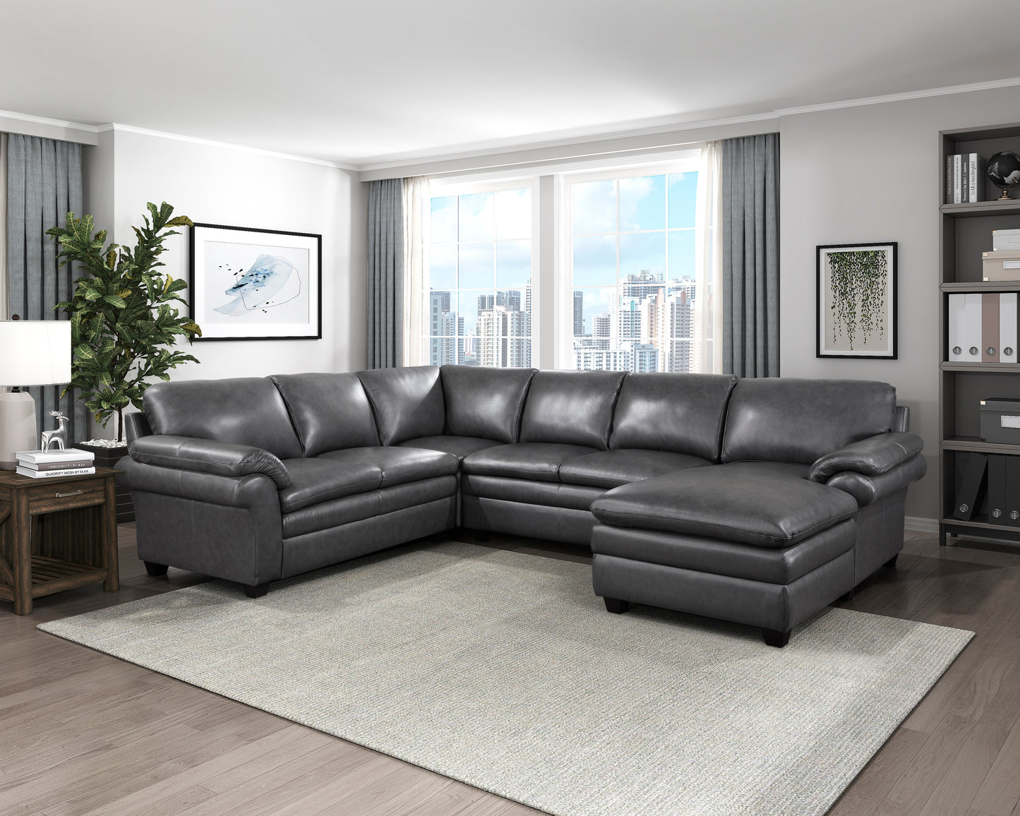 Homelegance Exton Sectional Sofa in Gray 9267GY-42LRC