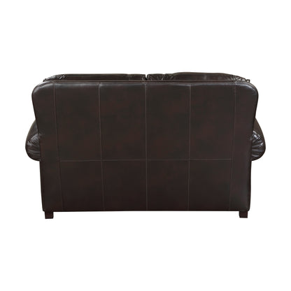 Homelegance Milford Loveseat in Brown Faux Leather with Nailhead Trim 9268BRW-2